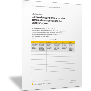 Datenerfassungsplan für die Informationsrecherche bei Marktanalysen