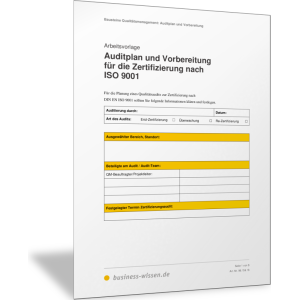 Aufgaben für das Qualitätsaudit zur Zertifizierung nach ISO 9001