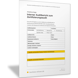 Interner Auditbericht zum Zertifizierungsaudit