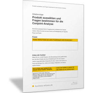 Produkt auswählen und Fragen bestimmen für die Conjoint-Analyse