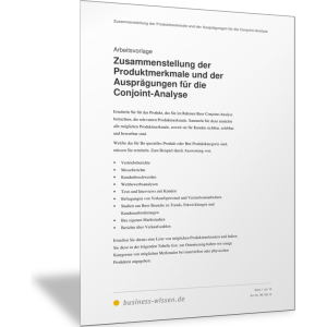 Zusammenstellung der Produktmerkmale und der Ausprägungen für die Conjoint-Analyse