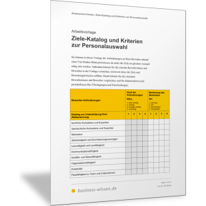 Ziele-Katalog und Kriterien zur Personalauswahl