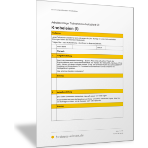 Teilnehmerarbeitsblatt Knobelei (I)