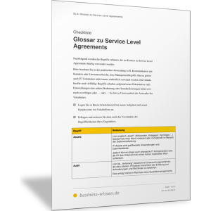Glossar zu Service Level Agreements