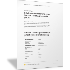 Inhalte und Gliederung eines Service Level Agreements (SLA)