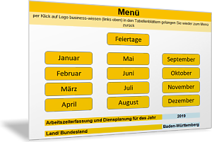 Arbeitszeiterfassung und Dienstplan für alle Monate