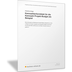 Kennzahlenformblatt für die Kennzahl Projekt-Budget als Beispiel
