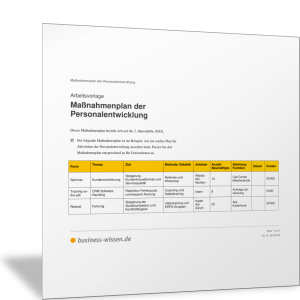 Maßnahmenplan der Personalentwicklung