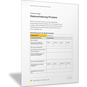 Formular für Datenerfassung: Prozessmerkmale und Prozesskennzahlen