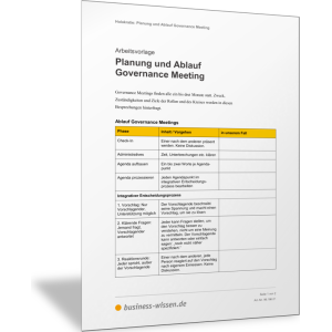 Planung und Ablauf Governance Meeting
