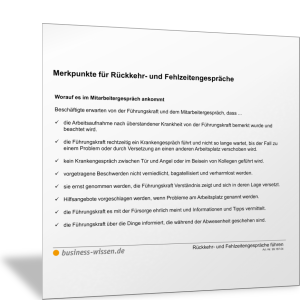 Merkpunkte für Rückkehr- und Fehlzeitengespräche