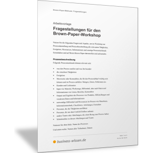 Fragen für die Prozessanalyse beim Brown-Paper-Workshop