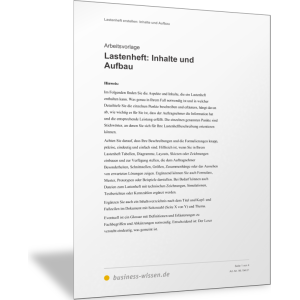 Lastenheft - Inhalte und Gliederung (Word)
