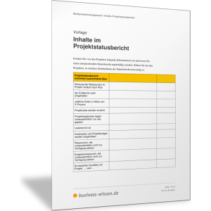 Inhalte im Projektstatusbericht