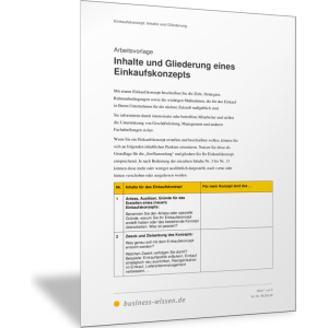 Inhalte und Gliederung eines Einkaufskonzepts