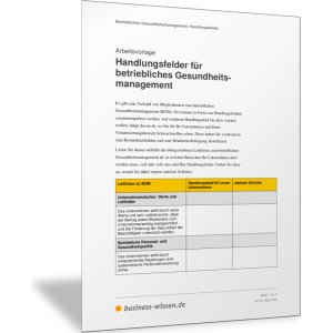 Handlungsfelder des betrieblichen Gesundheitsmanagements