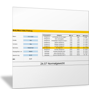 Berechnung und Prüfung Body Mass Index (BMI)