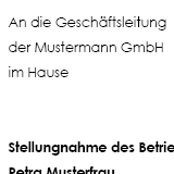 Stellungnahme des Betriebsrats zur beabsichtigten Kündigung