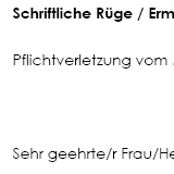 Schriftliche Rüge/Ermahnung von Beschäftigten