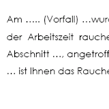Abmahnung wegen des Verstoßes gegen das Rauchverbot