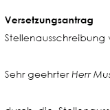Versetzungsantrag von Beschäftigten