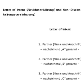 Absichtserklärung und Geheimhaltungsvereinbarung