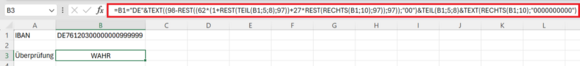 IBAN mit Excel prüfen