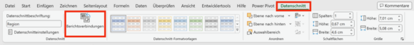 Datenschnitt mit Berichten verbinden