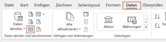 Power-Query aufrufen
