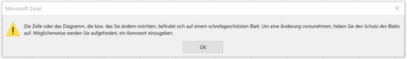 Meldung beim Ändern von gesperrten Zellen