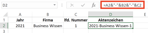 Bestandteile der Verkettung durch Minuszeichen trennen