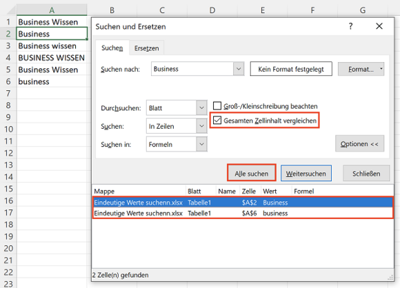 Suchergebnis mit exakter Übereinstimmung ohne Groß-/Kleinschreibung
