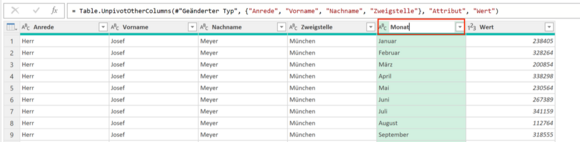Spaltenname in Power-Query ändern