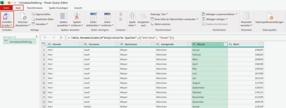 Umwandlung in Power-Query beenden