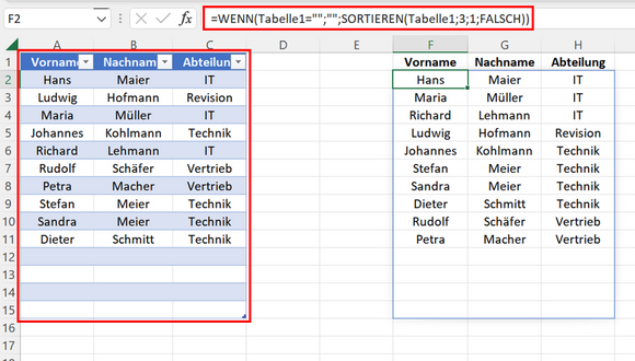 Excel Eine Spalte Sortieren Andere Mitnehmen Excel-Tipp: Wie Sie mit der Funktion SORTIEREN() Daten sortiert anzeigen