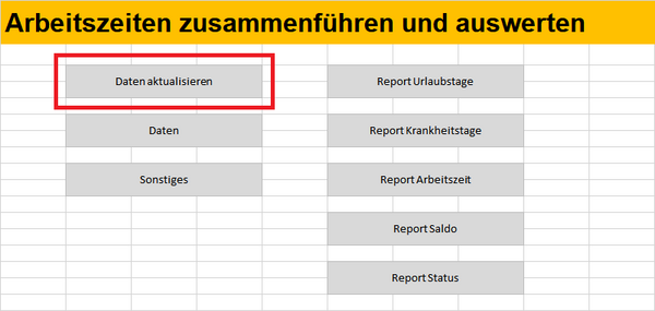 Abbildung 3: Menü des Excel-Tools für die Auswertung der Arbeitszeiten