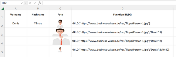 Die Parameter der Funktion BILD() und ihre Effekte