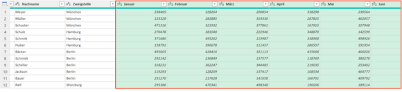 Spalten in Power-Query markieren
