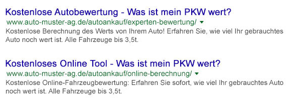 Gutes Beispiel: Unterschiede im Title und der Description
