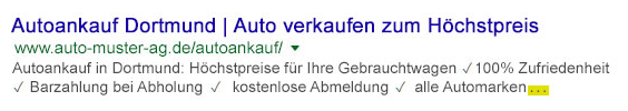Gutes Beispiel: Nutzung der drei Punkte am Ende des Description-Textes