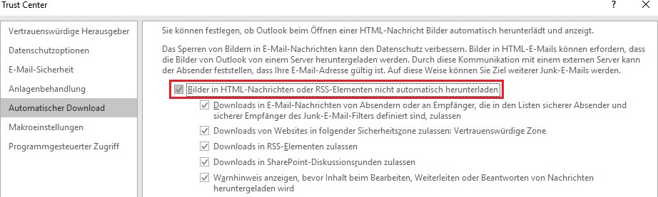 Outlook Bilder in EMails automatisch herunterladen businesswissen.de
