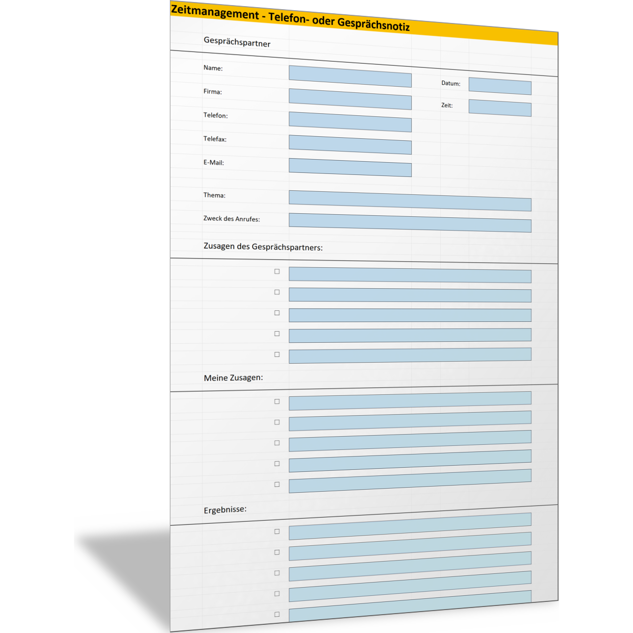 Formular für Gesprächsnotizen – Formular