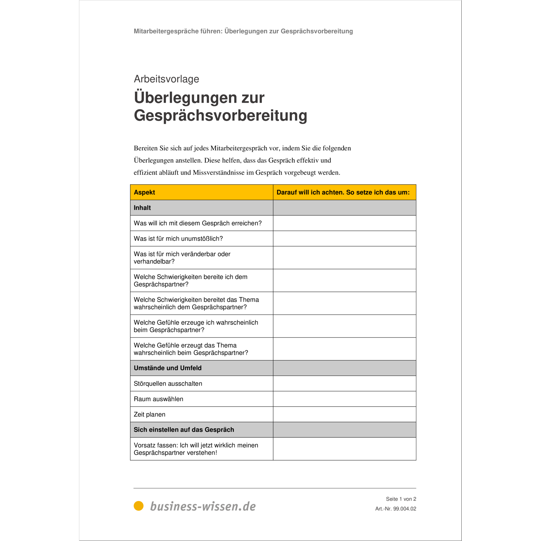 Mitarbeitergespräche führen Anleitung mit Vorlagen