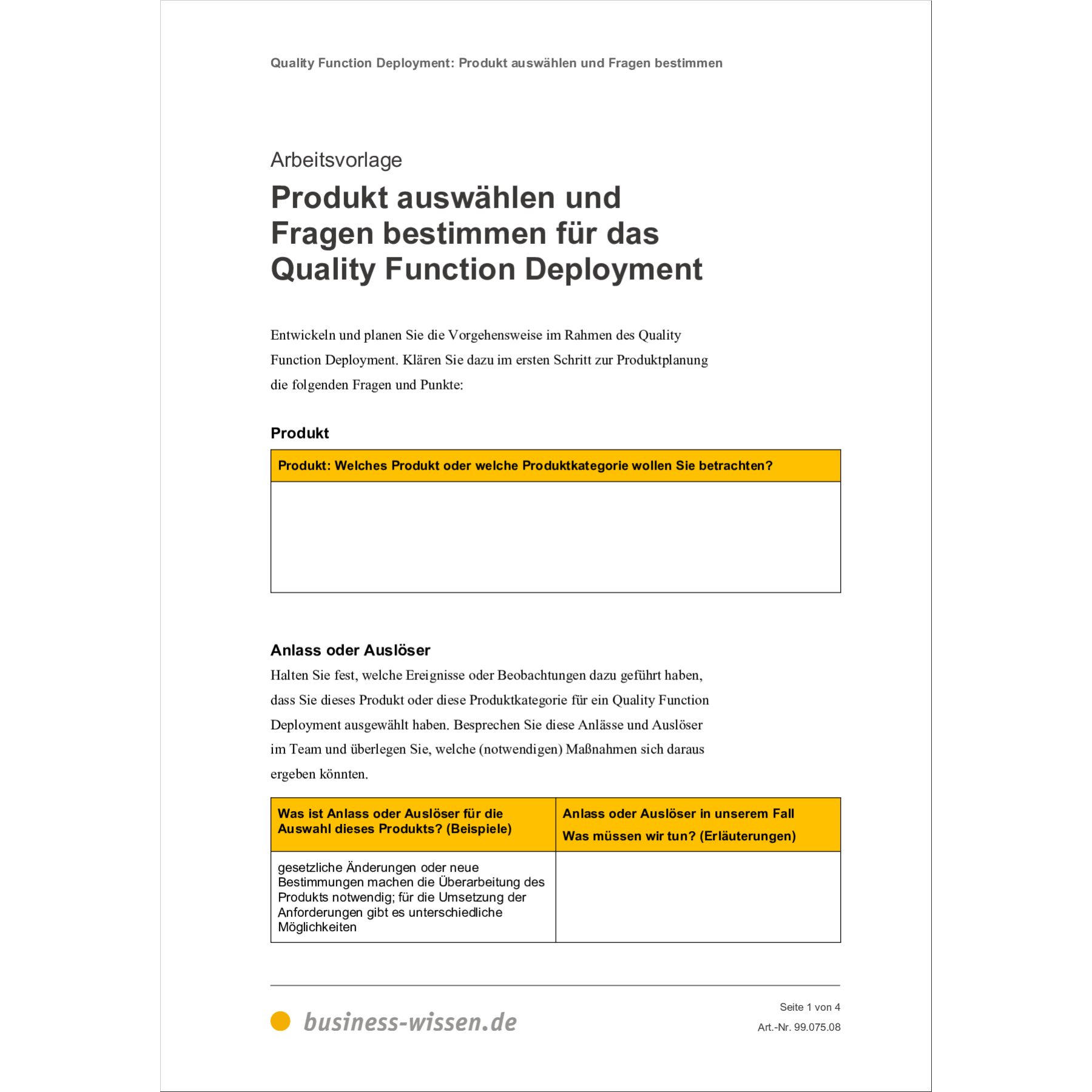 Quality Function Deployment (QFD) – Anleitung mit Vorlagen
