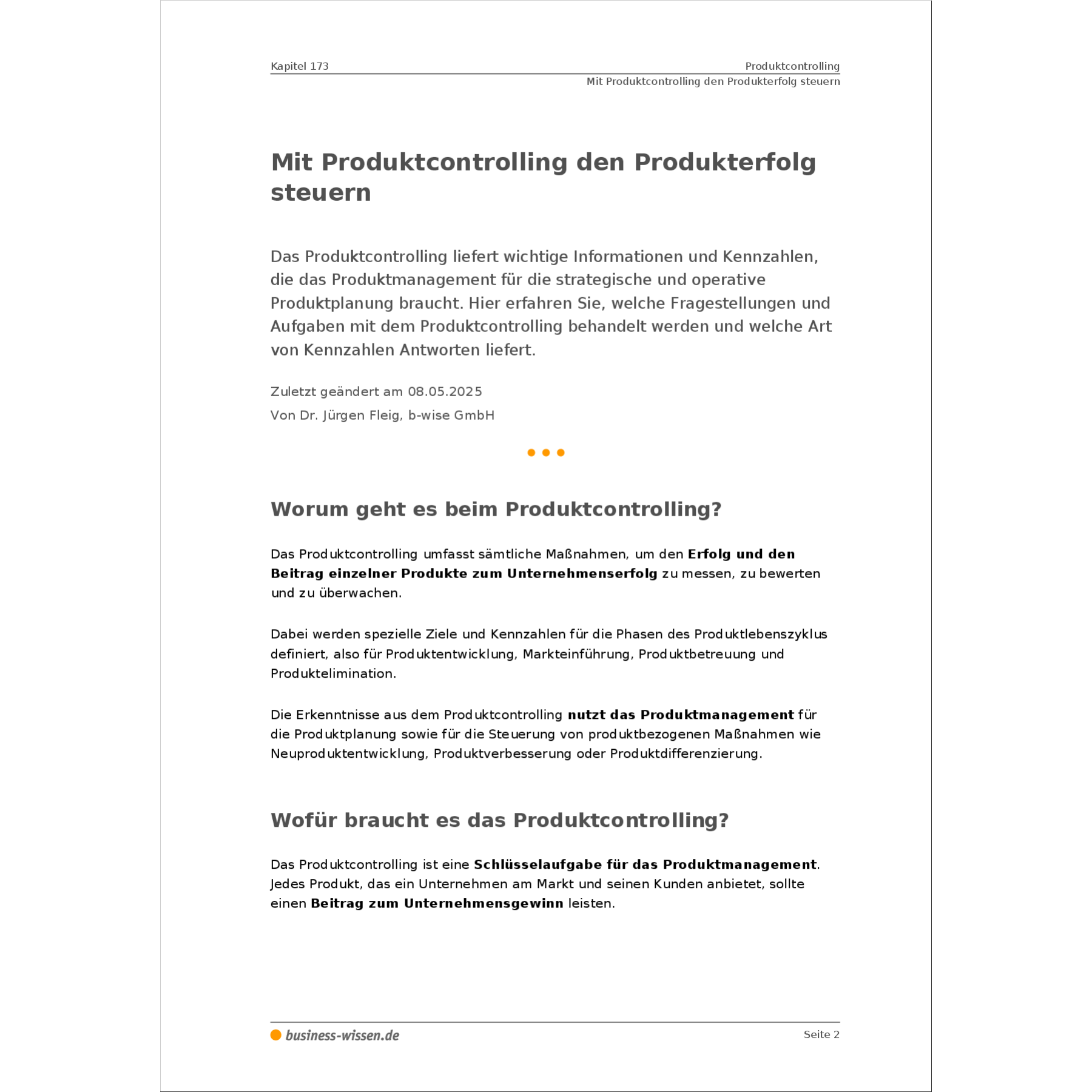 Product Control Guide Produktcontrolling – Anleitung mit Vorlagen