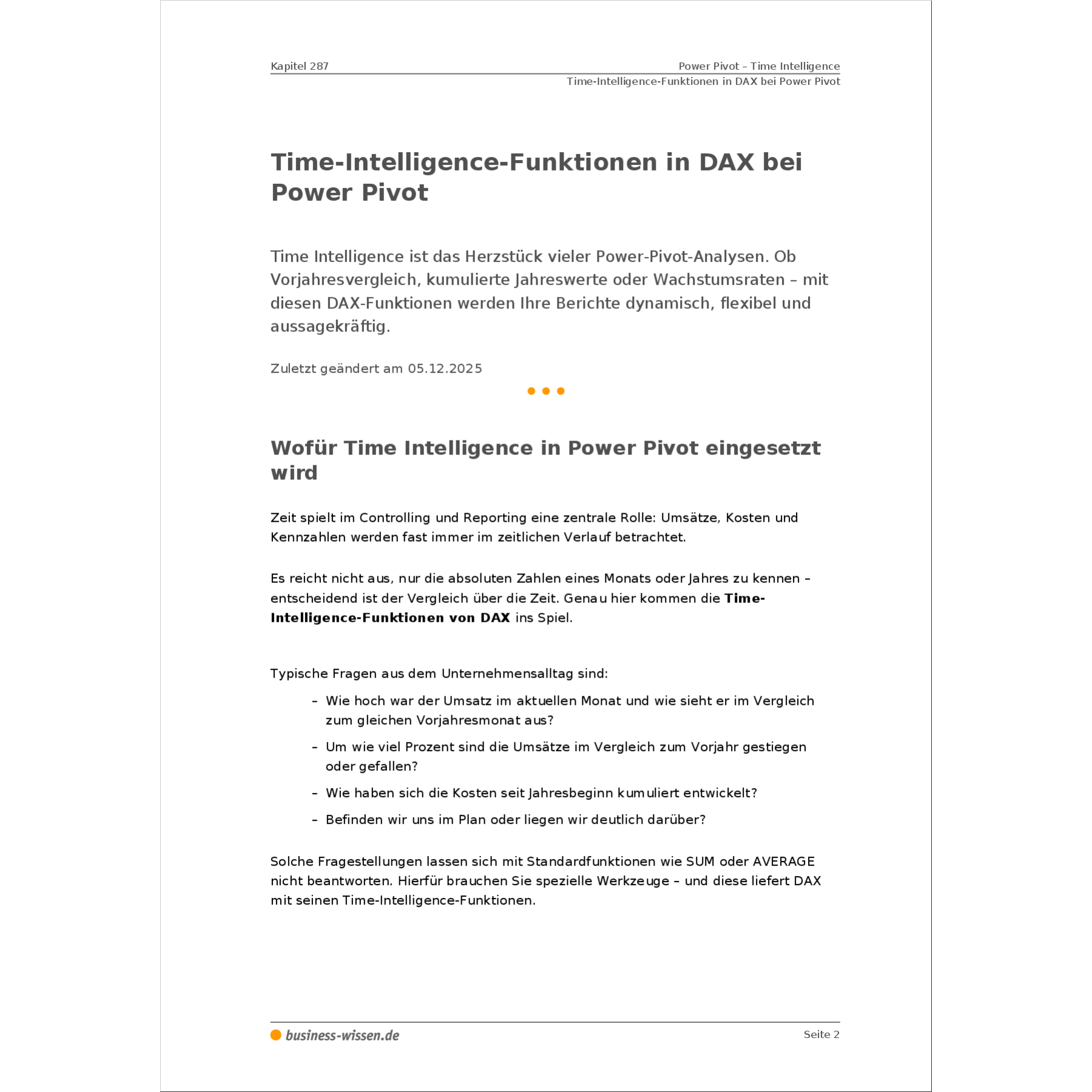 Power Pivot – Time Intelligence – Anleitung mit Vorlagen